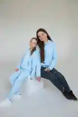 Голубой женское хлопковое худи с капюшоном