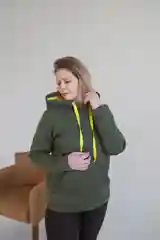 Хаки женское хлопковое худи с капюшоном