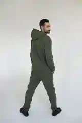 Хаки спортивное худи с начесом, толстовка женская мужская