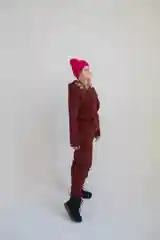 Бордовый утепленные спортивные джоггеры-штаны, для мужчин для женщин, унисекс