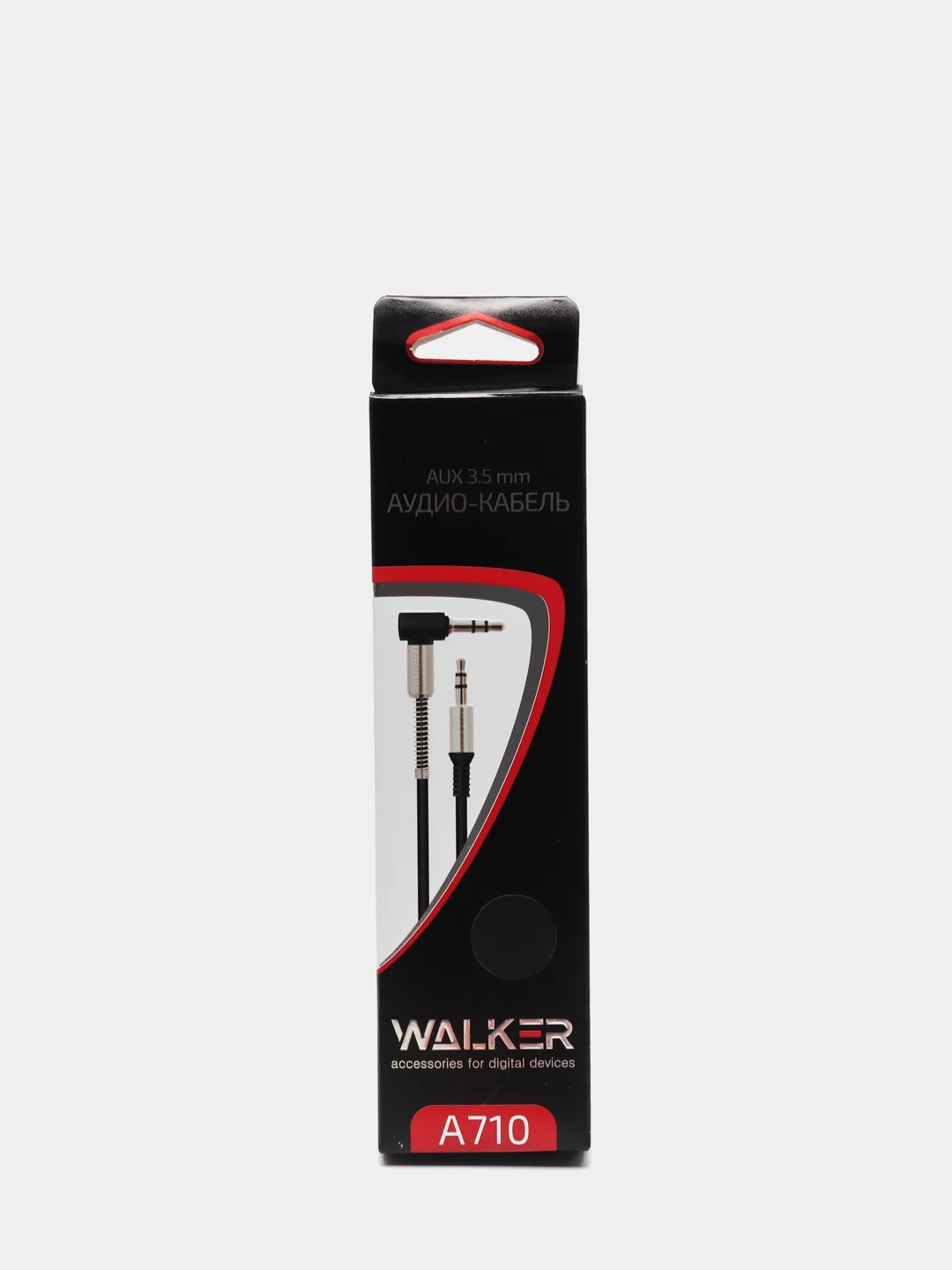 Черный аудио кабель AUX WALKER WCA - 710, с угловым разъемом