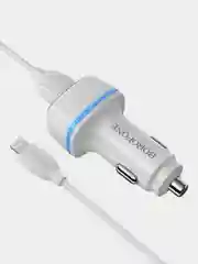 Белый автомобильное зарядное устройство Borofone BZ14 Max (2xUSB, 2.4А, 12W)