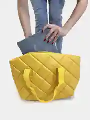 Желтый сумка-тоут женская,женская сумка из эко кожи стеганая с подкладом на молнии