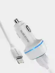 Белый автомобильное зарядное устройство Borofone BZ14 Max (2xUSB, 2.4А, 12W)