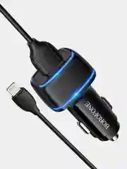 Белый автомобильное зарядное устройство Borofone BZ14 Max (2xUSB, 2.4А, 12W)