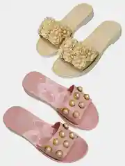 Сандалии женские шлепанцы с декором
