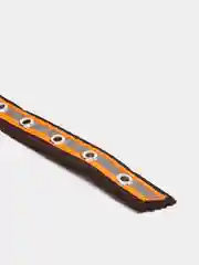 Карамельный ошейник для собак из натуральной кожи со светоотражающей лентой