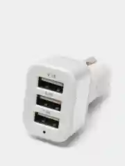 Серебряный автомобильное зарядное устройство с кабелем 3*USB