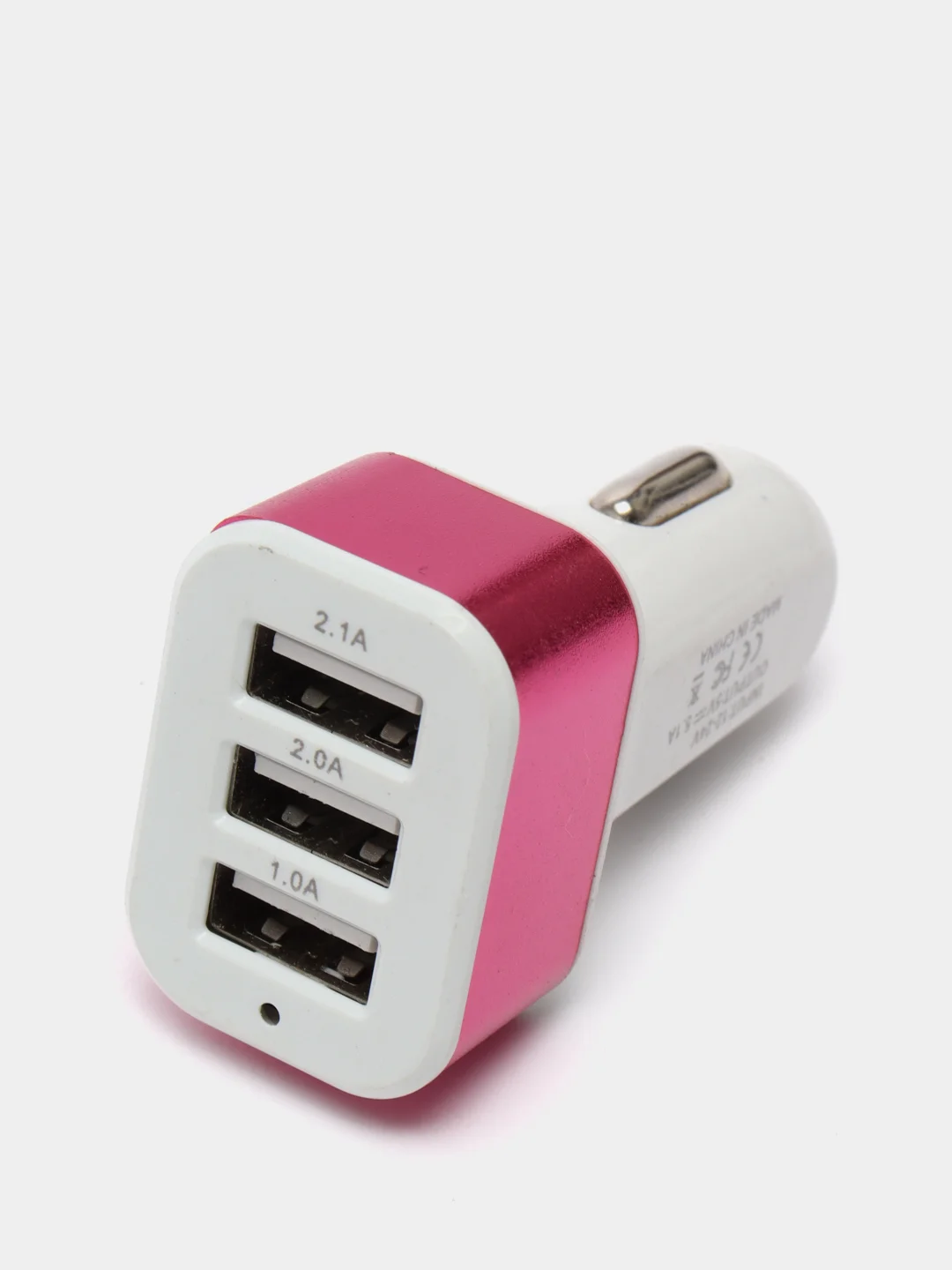 Розовый автомобильное зарядное устройство с кабелем 3*USB