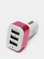 Розовый автомобильное зарядное устройство с кабелем 3*USB