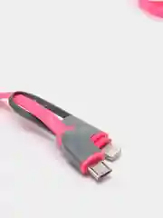 Розовый автомобильное зарядное устройство с кабелем 3*USB