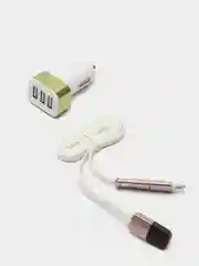 Золотой автомобильное зарядное устройство с кабелем 3*USB