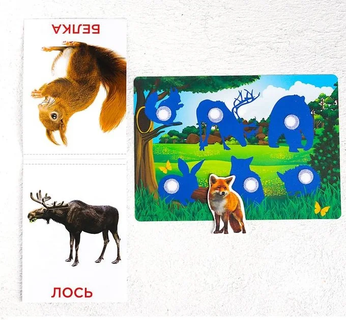 Игра на липучках "Изучаем мир лесных животных", методика Домана