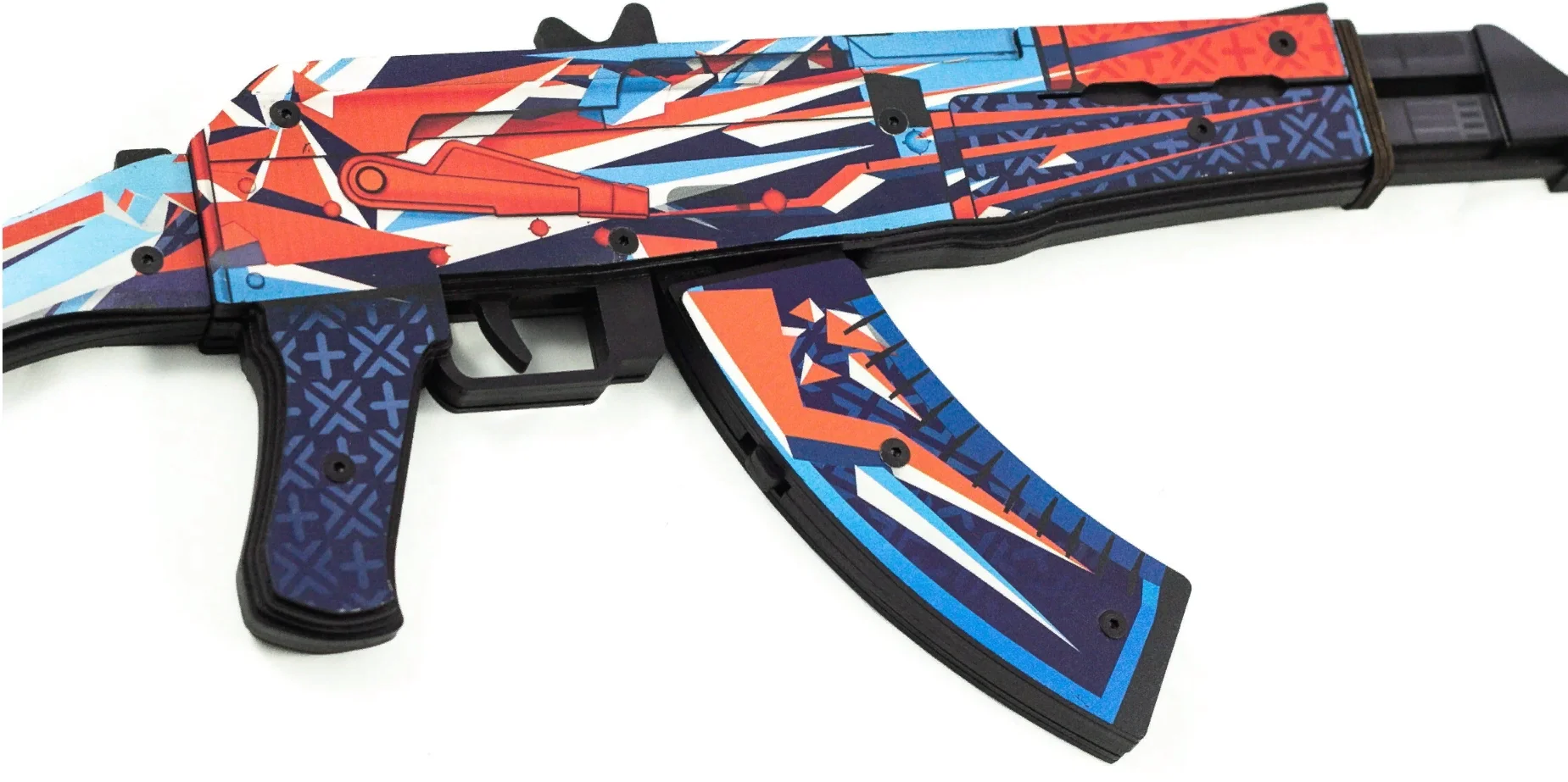 Красный деревянный автомат резинкострел АК-47 "Буйство Красок" КС ГО (AK-47 Point Disarray CS GO)