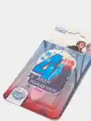 Свеча в торт цифра Дисней 4 "С Днем Рождения", Холодное сердце