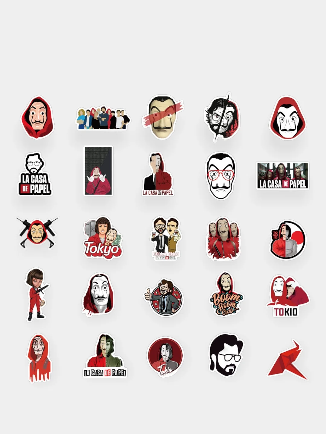 Наклейки-стикеры "Бумажный дом" или "La casa de papel" 50 шт
