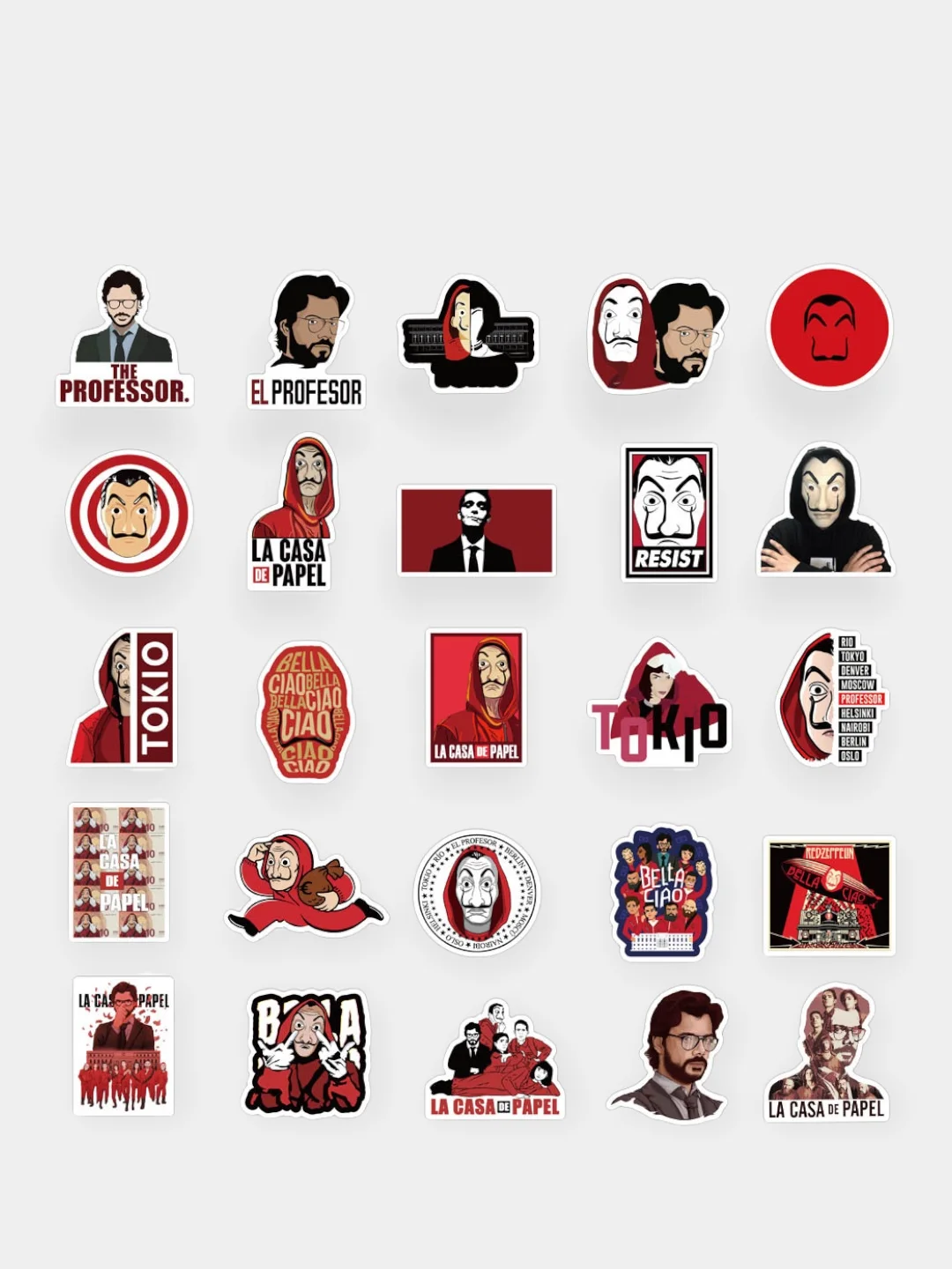 Наклейки-стикеры "Бумажный дом" или "La casa de papel" 50 шт