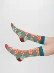 Салатовый носки женские высокие с принтом