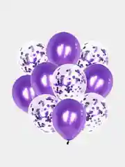 Фиолетовый набор шаров с конфетти "Фонтан" 10 штук
