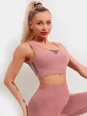 Пастельно-коралловый спортивный женский костюм для фитнеса
