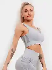 Серебряный спортивный женский костюм для фитнеса