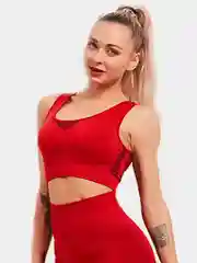 Красный спортивный женский костюм для фитнеса