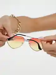 Желтый очки сердечки женские солнцезащитные