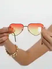 Желтый очки сердечки женские солнцезащитные