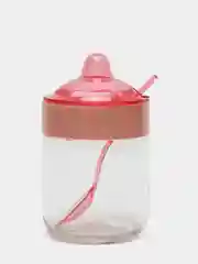 Розовый банка для специй с ложкой, 200 мл, стекло