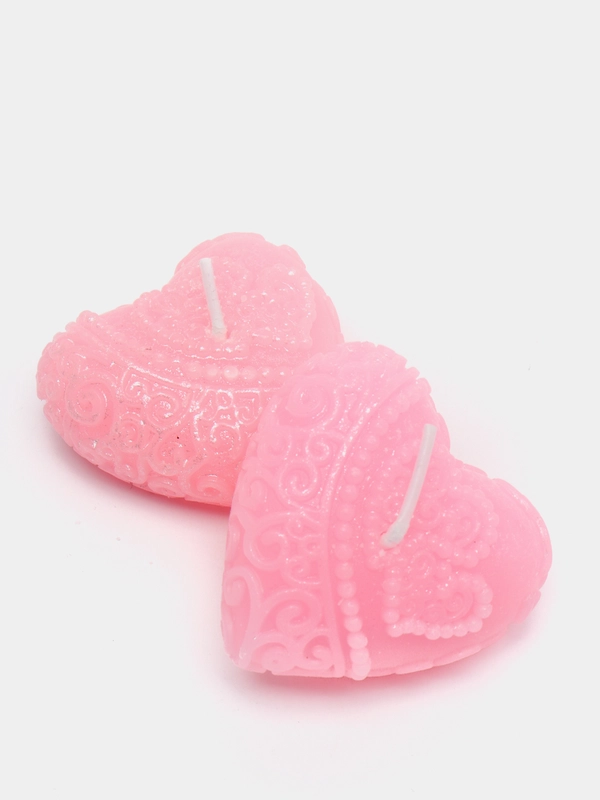 Свеча "Сердечки" 2шт 4,5см розовые