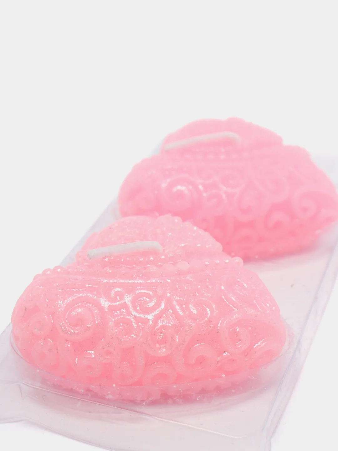 Свеча "Сердечки" 2шт 4,5см розовые