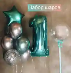 Серебряный наборы шаров "Цифры" на день рождения, фольгированные