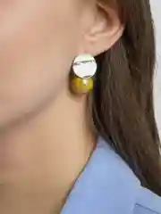 Песочный хаки серьги с жемчугом 925