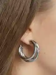 Серебряный женские массивные серьги кольца