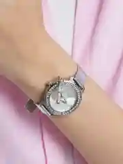 Серебряный женские наручные часы с Эйфелевой башней