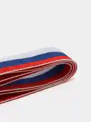 Белый лента (ланъярд) триколор с металлическим карабином для медали, бейджа, пропусков, 80 см