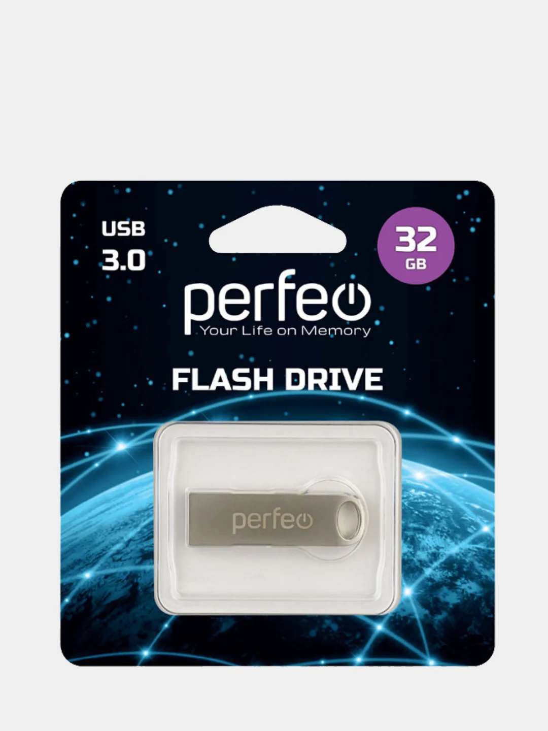 Серый металлик флешка металлическая USB флеш накопитель Perfeo Metal Series