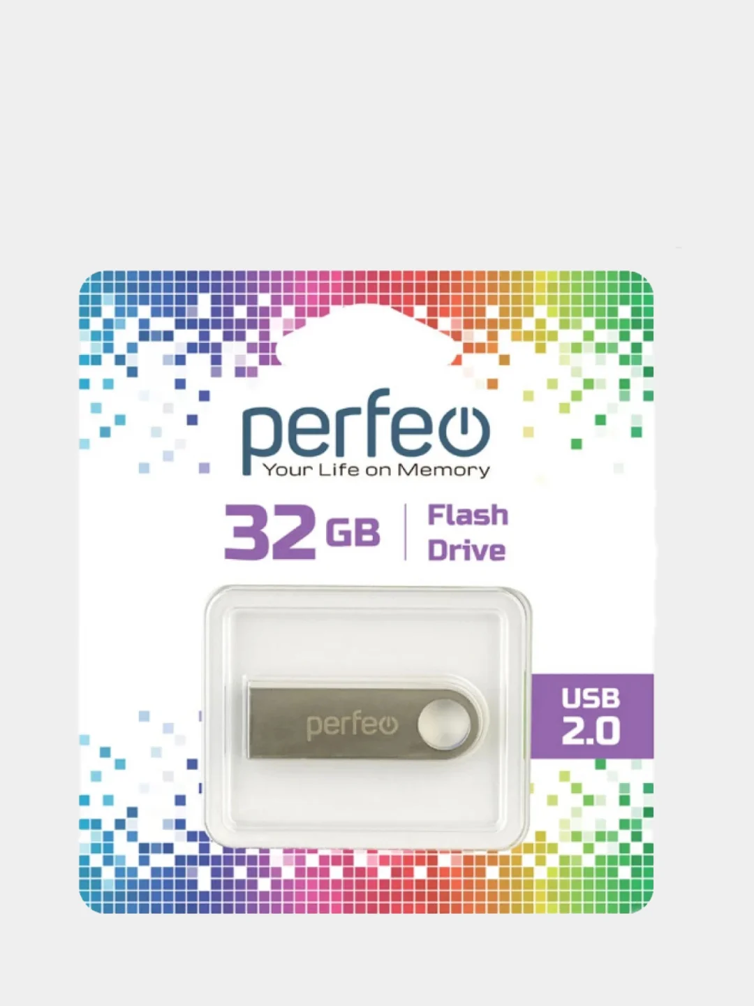 Серый меланж флешка металлическая USB флеш накопитель Perfeo Metal Series