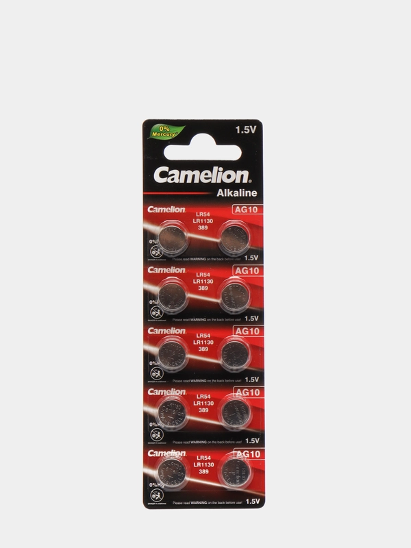 Батарейки Camelion AG10 10 шт (LR54, LR1130, G10, 389, 390, SR1130) для калькулятора