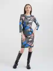 Зеленый платье стрейч повседневное с бабочками