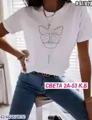 Белый футболка  женская из хлопка с принтом