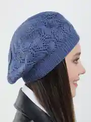Индиго берет женский вязаный "Ева", ажурный