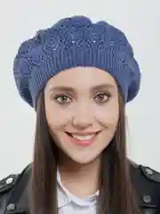 Индиго берет женский вязаный "Ева", ажурный