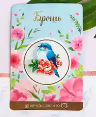 Брошь с открыткой "Птица"