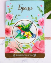 Брошь с открыткой "Птица"
