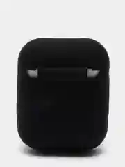 Черный силиконовый чехол для наушников Apple Airpods 1, 2 с карабином