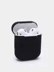 Черный силиконовый чехол для наушников Apple Airpods 1, 2 с карабином