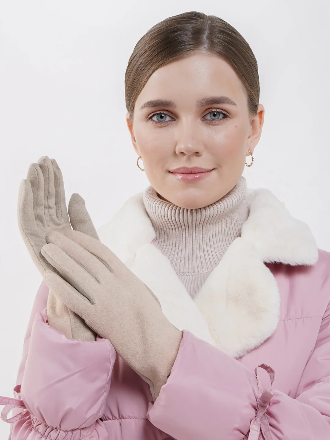 Бежевый перчатки женские с технологией Touch screen