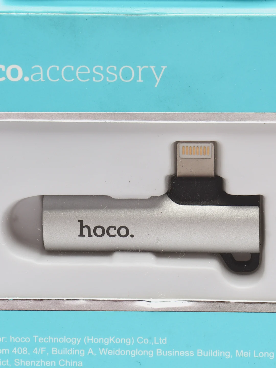Серый адаптер HOCO LS21 Lightning на 3.5мм аудио конвертер