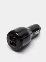 Черный автомобильное зарядное устройство с поддержкой Quick Charge 3.0, 2хUSB